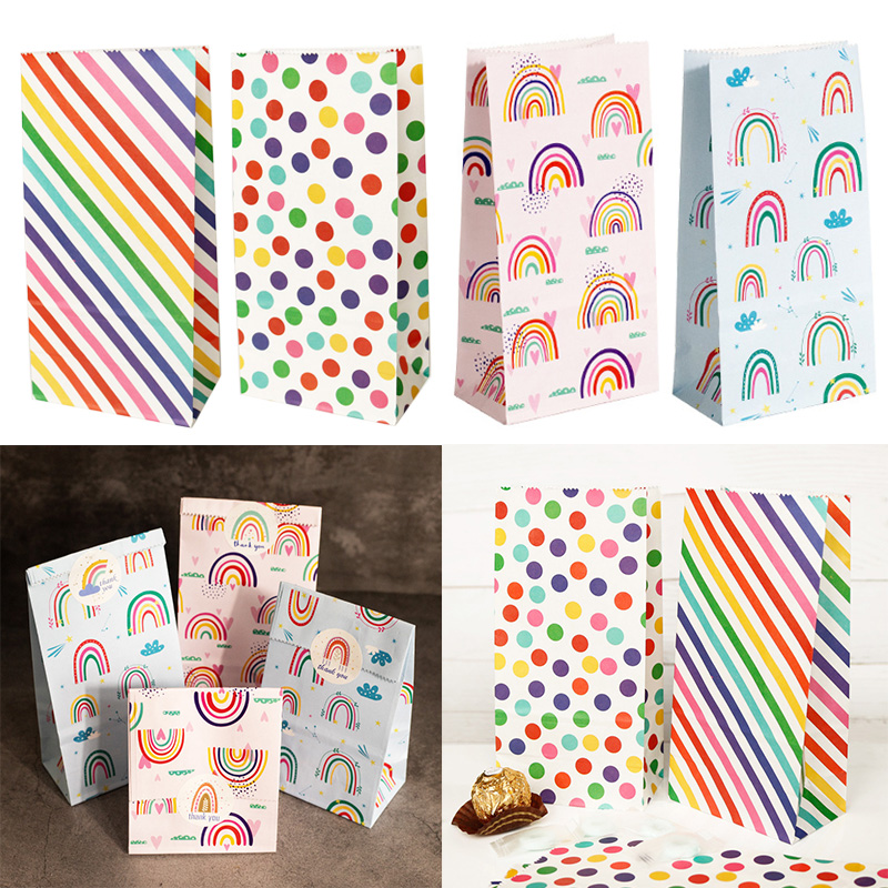 Wedding Event Supply - 작은 종이 가방 무지개 인쇄 사탕