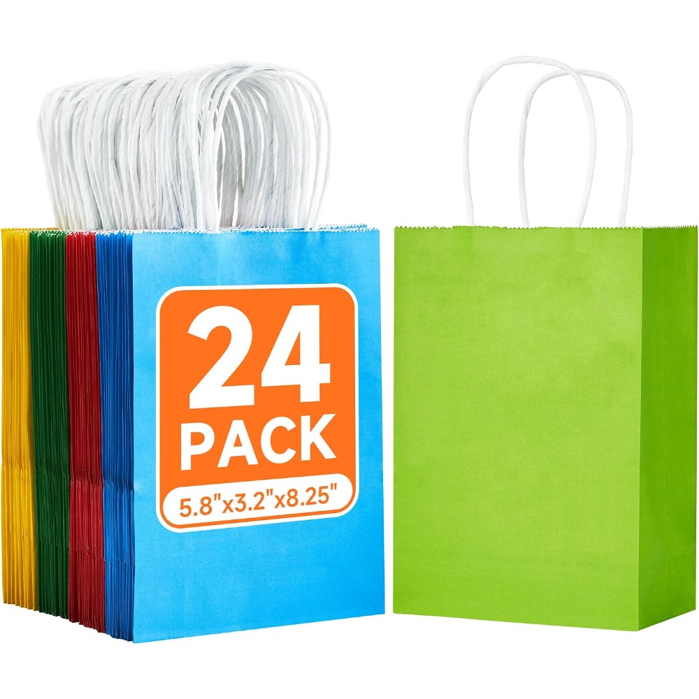24개입 작은 무지개색 크라프트 종이 선물 가방 손잡이 - Wedding Supply Bulk 리뷰 및 가격