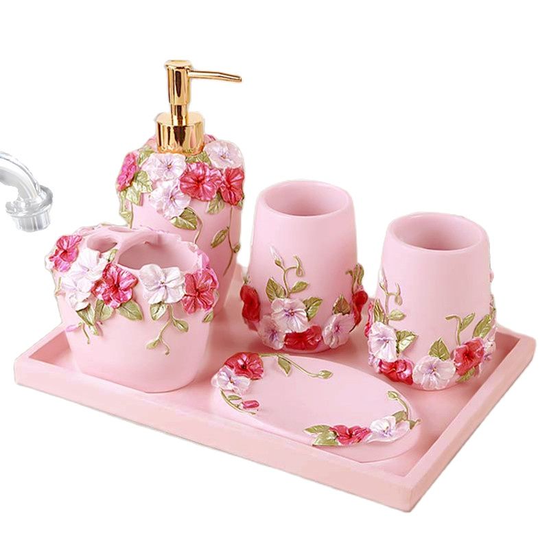 핑크 장미 꽃 욕실 세트, 결혼 선물 키트, 욕실 용품 - Wedding Bathroom Supply Kit 리뷰 및 가격