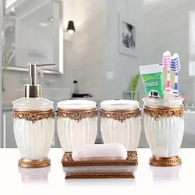 욕실 액세서리 5종 세트 유리컵 칫솔 레진 홀더 커플  - Wedding Bathroom Supply Kit 리뷰 및 가격