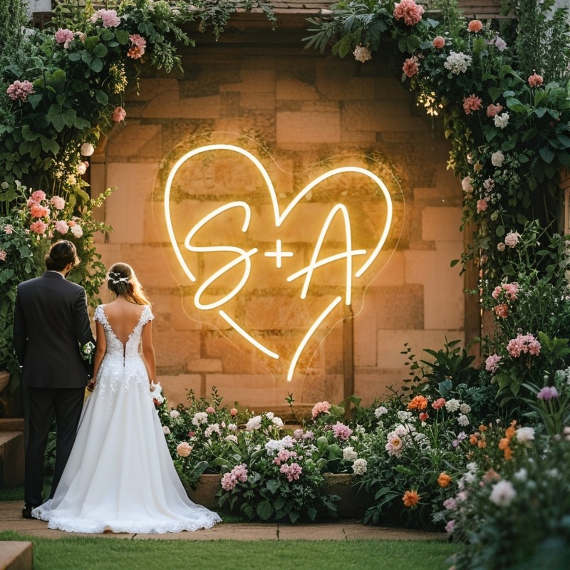 맞춤 이니셜 하트 LED 네온사인, 웨딩 파티 배경 홈 - Wedding Led 리뷰 및 가격