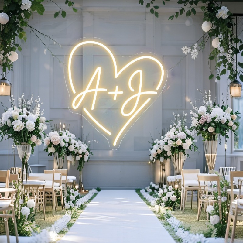 맞춤 이니셜 하트 LED 네온사인, 웨딩 파티 배경 홈 - Wedding Led 리뷰 및 가격