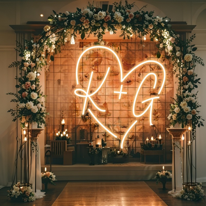 맞춤 이니셜 하트 LED 네온사인, 웨딩 파티 배경 홈 - Wedding Led 리뷰 및 가격