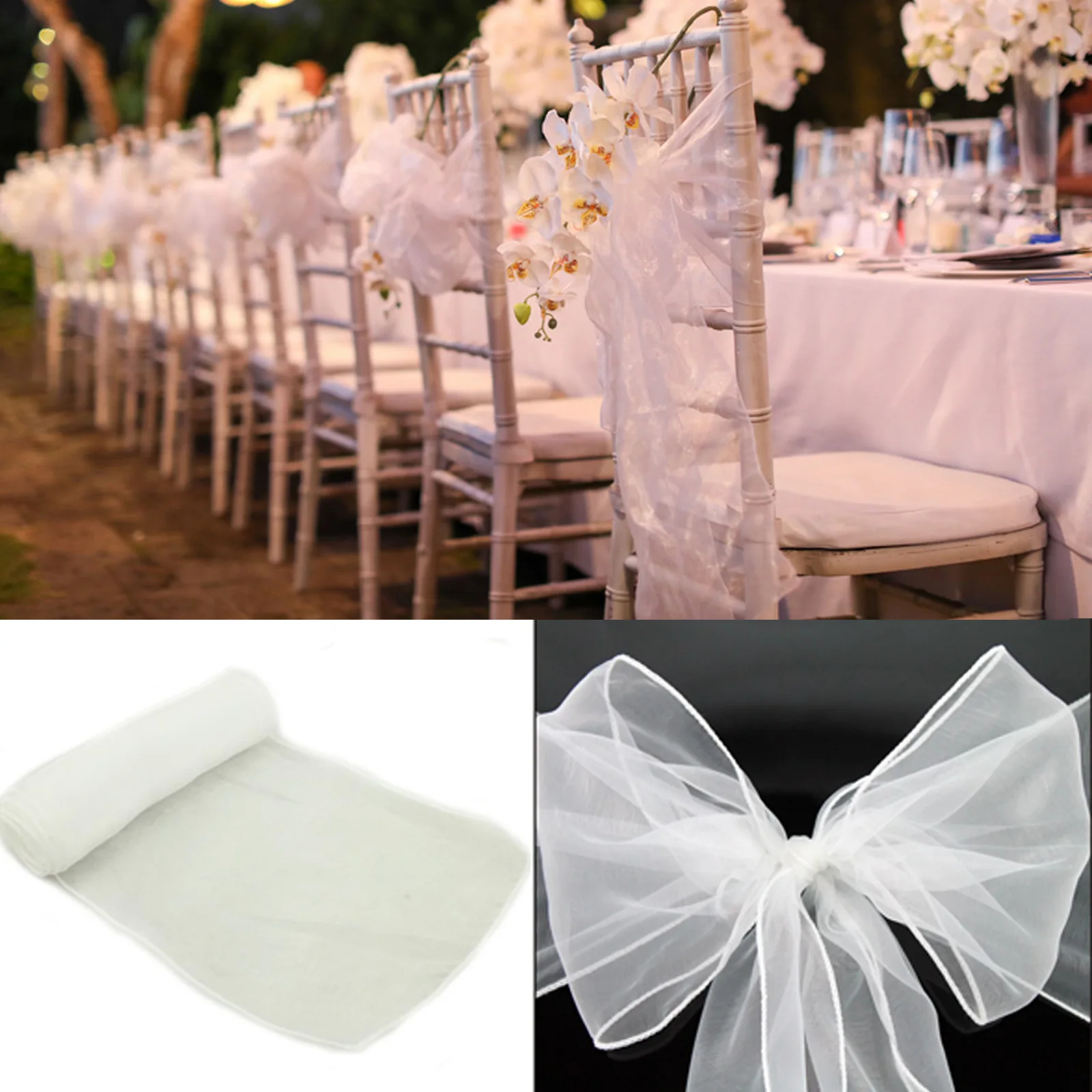 도매 10/50 팩 Organza 연회 의자 새시 새시 - Wedding Supply Wholesale 리뷰 및 가격