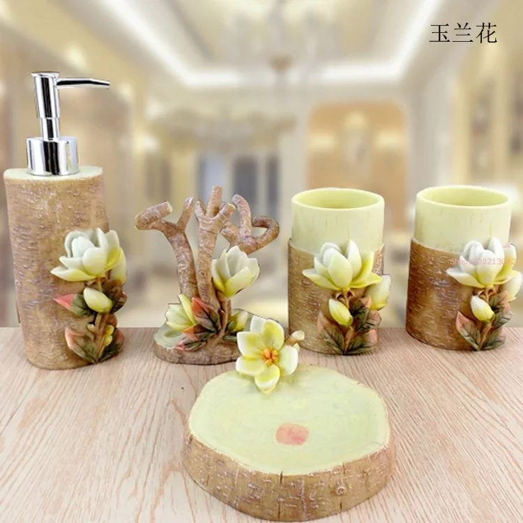 5종/세트 레진 욕실용품 세트 웨딩 욕실용품 세트 홈  - Wedding Bathroom Supply Kit 리뷰 및 가격